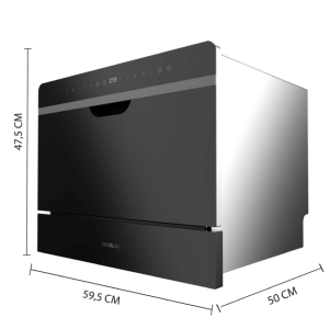 Mini Geschirrspüler halbintegrierbar Kompakt Cecotec Bolero Aguazero 2500 S-BI Schwarzes Glas