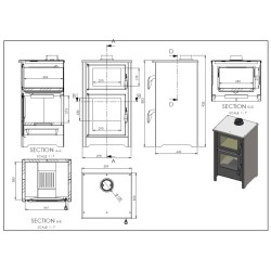 Holzofen mit Backofen QUARTZ 12,4 kW Kaminofen +A