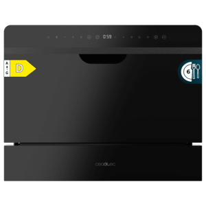 Mini Geschirrspüler halbintegrierbar Kompakt Cecotec Bolero Aguazero 2500 S-BI Schwarzes Glas