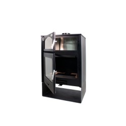 Holzofen mit Backofen Edelstahl ASTON 13,1 kW Kaminofen +A