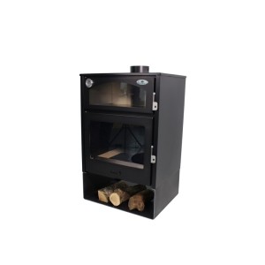 Holzofen mit Backofen Edelstahl ASTON 13,1 kW Kaminofen +A