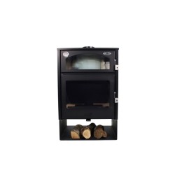 Holzofen mit Backofen Edelstahl ASTON 13,1 kW Kaminofen +A