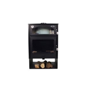 Holzofen mit Backofen Edelstahl ASTON 13,1 kW Kaminofen +A