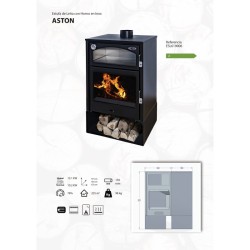 Holzofen mit Backofen Edelstahl ASTON 13,1 kW Kaminofen +A