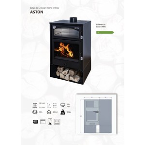 Holzofen mit Backofen Edelstahl ASTON 13,1 kW Kaminofen +A