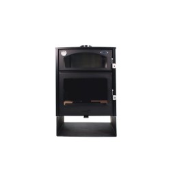 Holzofen mit Backofen Edelstahl ASTON 13,1 kW Kaminofen +A