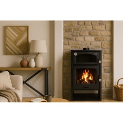 Holzofen mit Backofen Edelstahl ASTON 13,1 kW Kaminofen +A