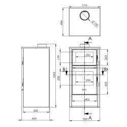 Holzofen mit Backofen Edelstahl LUX 12,28 kW Kaminofen +A
