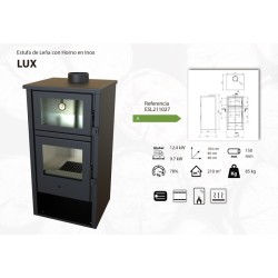 Holzofen mit Backofen Edelstahl LUX 12,28 kW Kaminofen +A