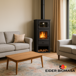 Holzofen mit Backofen Edelstahl LUX 12,28 kW Kaminofen +A