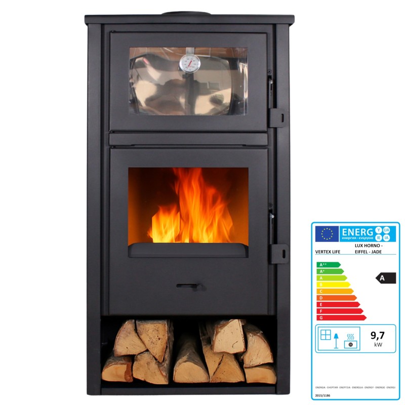 Holzofen mit Backofen Edelstahl LUX 12,28 kW Kaminofen +A