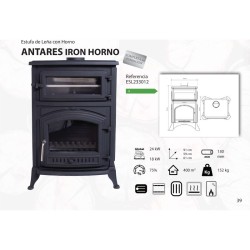 Holzofen aus Gusseisen mit Backofen ANTARES IRON BACKOFEN 24 kW Kaminofen +A