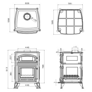 Holzofen aus Gusseisen mit Backofen ANTARES IRON BACKOFEN 24 kW Kaminofen +A