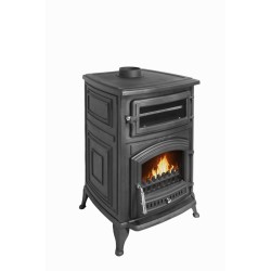 Holzofen aus Gusseisen mit Backofen ANTARES IRON BACKOFEN 24 kW Kaminofen +A