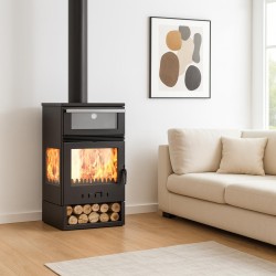 Belüfteter Holzofen mit Backofen TAKASHI BELÜFTETE VISION OFEN 15 kW Kaminofen +A