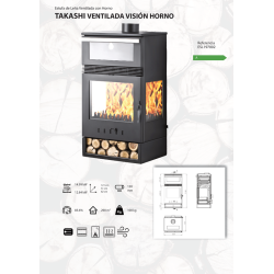 Estufa de Leña Ventilada con Horno TAKASHI VENTILADA VISIÓN HORNO 15 kW