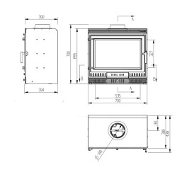 Einbau-Holzofen mit Belüftung INSERT AURORA ECO IRON 70 BELÜFTET 13,3 kW Kaminofen +A