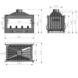 Holzofen für den Wohnbereich EIDER HOGAR 90 Tunnel 2 Seiten 16,2 kW Kaminofen +A
