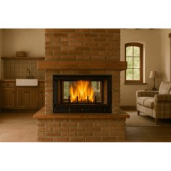 Holzofen für den Wohnbereich EIDER HOGAR 90 Tunnel 2 Seiten 16,2 kW Kaminofen +A