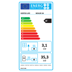 Mehrstoffkessel BOILER 34 de 34 kW für Pellets, Knochen und Brennholz mit automatischer und manueller Beschickung