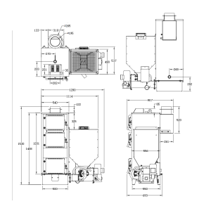 Mehrstoffkessel BOILER 34 de 34 kW für Pellets, Knochen und Brennholz mit automatischer und manueller Beschickung