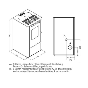 Estufa de Pellet THELMA 9,5 kW Negra