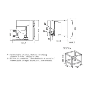 Estufa de Pellet Insertable Canalizada ALESSIO 11 kW