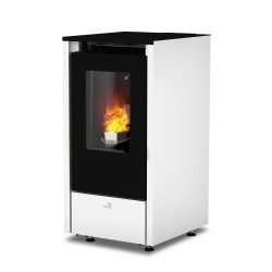 Estufa de Pellet COINTRA MENSA Modulante 6,4 kW Blanco en Acero y Hierro Fundido