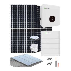 Dreiphasiges Hybrid-Set Growatt 6000W 30kWh/Tag + 14 Solarmodule + 3 Batterien