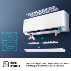 Aire Acondicionado Hisense UNI PURE HB25XU0A Split 1x1 con Bomba de Calor 2236 fg/h con WiFi