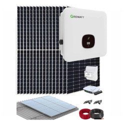 Kit Híbrido GROWATT Trifásico 8000W 40kWh/día + 18 Paneles solares