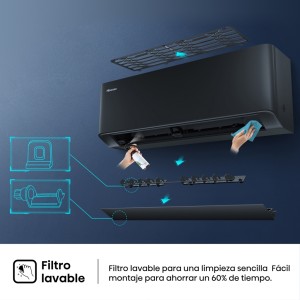 Aire Acondicionado Hisense UNI PURE HB35XU0B Negro Split 1x1 con Bomba de Calor 3010 fg/h con WiFi