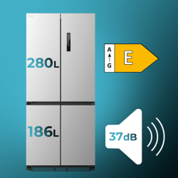 Amerikanischer Kühlschrank Cecotec Bolero CoolMarket 4D 466 SBI Inox E von 466 Liter Kapazität