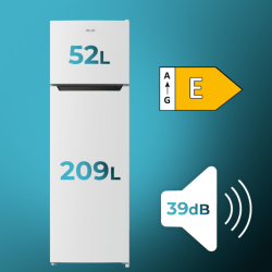 Frigorífico Combi Cecotec Bolero CoolMarket 2D 261 White E Capacidad de 261 Litros