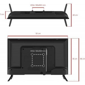 Televisor Grunkel LED24IV2 24" HD Ready con Adaptador a 12V para Camper y Caravanas