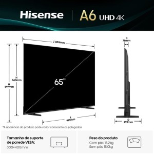 Televisor Hisense 65A6Q 65" 4K Ultra HD con Smart TV y WiFi