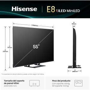 Fernseher Hisense 55E8Q Mini-LED 55" 4K Ultra HD mit Smart-TV und WLAN