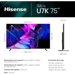 Televisor Hisense 75U7KQ Mini-LED Quantum Dot 75" 4K Ultra HD con Smart TV y WiFi